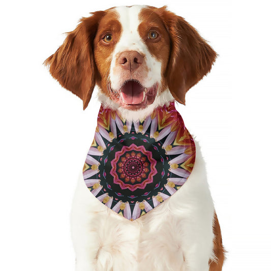 Pink Flower Kaleidoscope Print Dog Bandana
