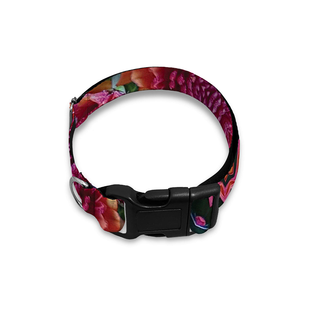 Pink Flower Kaleidoscope Print Dog Collar
