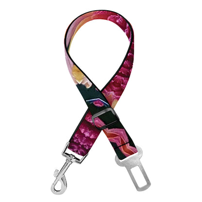 Pink Flower Kaleidoscope Print Dog Seat Belt