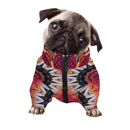 Pink Flower Kaleidoscope Print Dog Zip Up Jacket