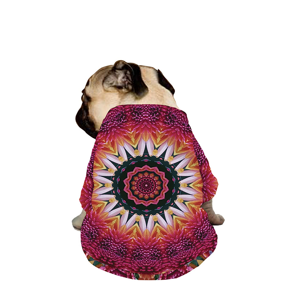 Pink Flower Kaleidoscope Print Dog Zip Up Jacket