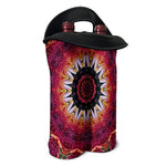 Pink Flower Kaleidoscope Print Double Neoprene Wine Tote