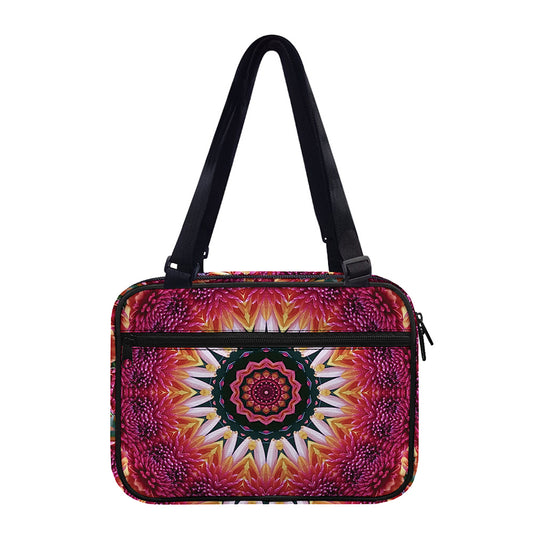 Pink Flower Kaleidoscope Print Double Strap Bible Bag