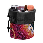 Pink Flower Kaleidoscope Print Drawstring Makeup Bag