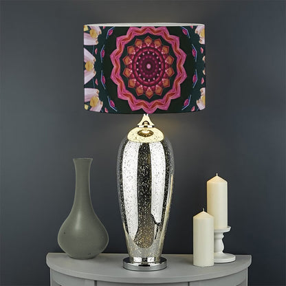 Pink Flower Kaleidoscope Print Drum Lamp Shade