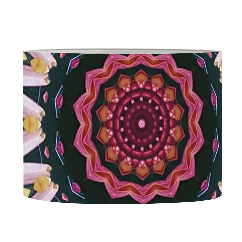 Pink Flower Kaleidoscope Print Drum Lamp Shade