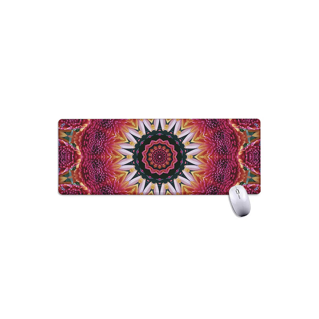 Pink Flower Kaleidoscope Print Extended Mouse Pad