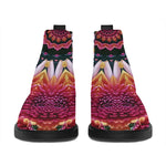 Pink Flower Kaleidoscope Print Flat Ankle Boots