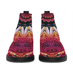 Pink Flower Kaleidoscope Print Flat Ankle Boots