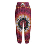 Pink Flower Kaleidoscope Print Fleece Lined Knit Pants