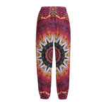 Pink Flower Kaleidoscope Print Fleece Lined Knit Pants