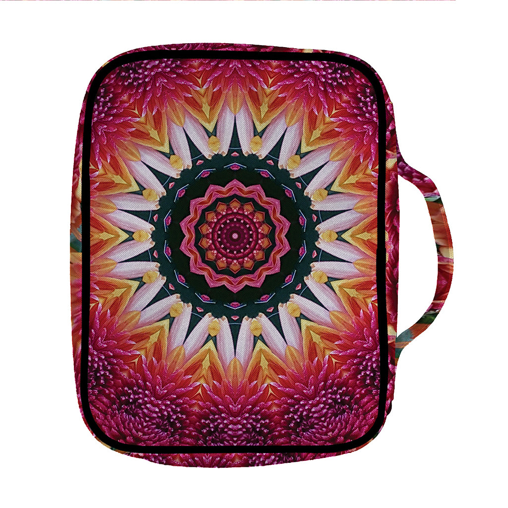 Pink Flower Kaleidoscope Print Front Pocket Bible Bag