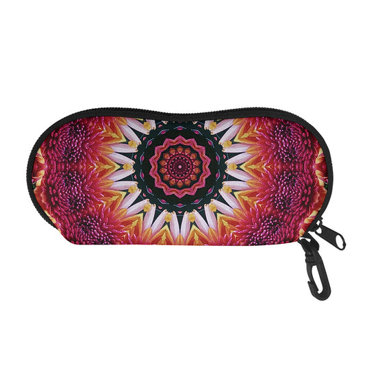 Pink Flower Kaleidoscope Print Glasses Case