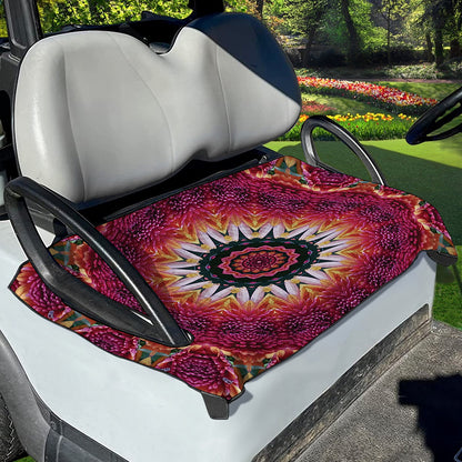 Pink Flower Kaleidoscope Print Golf Cart Seat Cover