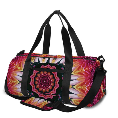 Pink Flower Kaleidoscope Print Gym Bag