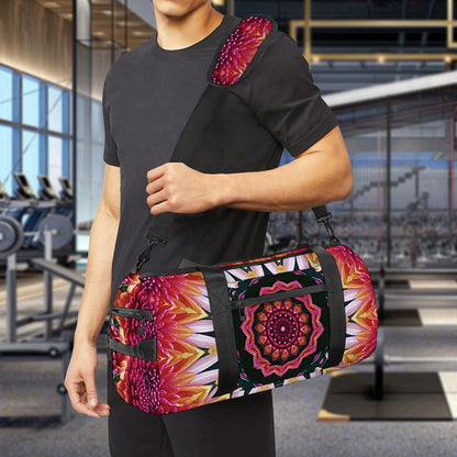 Pink Flower Kaleidoscope Print Gym Bag