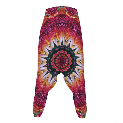 Pink Flower Kaleidoscope Print Hammer Pants