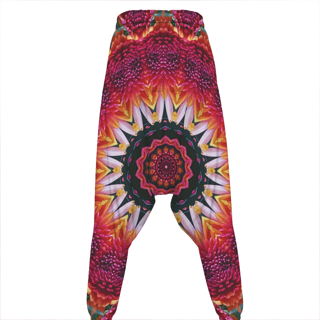 Pink Flower Kaleidoscope Print Hammer Pants