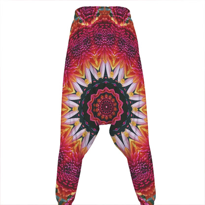 Pink Flower Kaleidoscope Print Hammer Pants