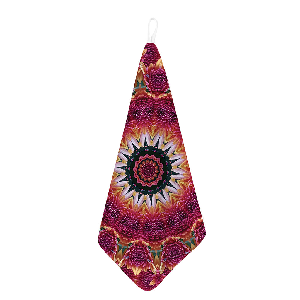 Pink Flower Kaleidoscope Print Hand Towel