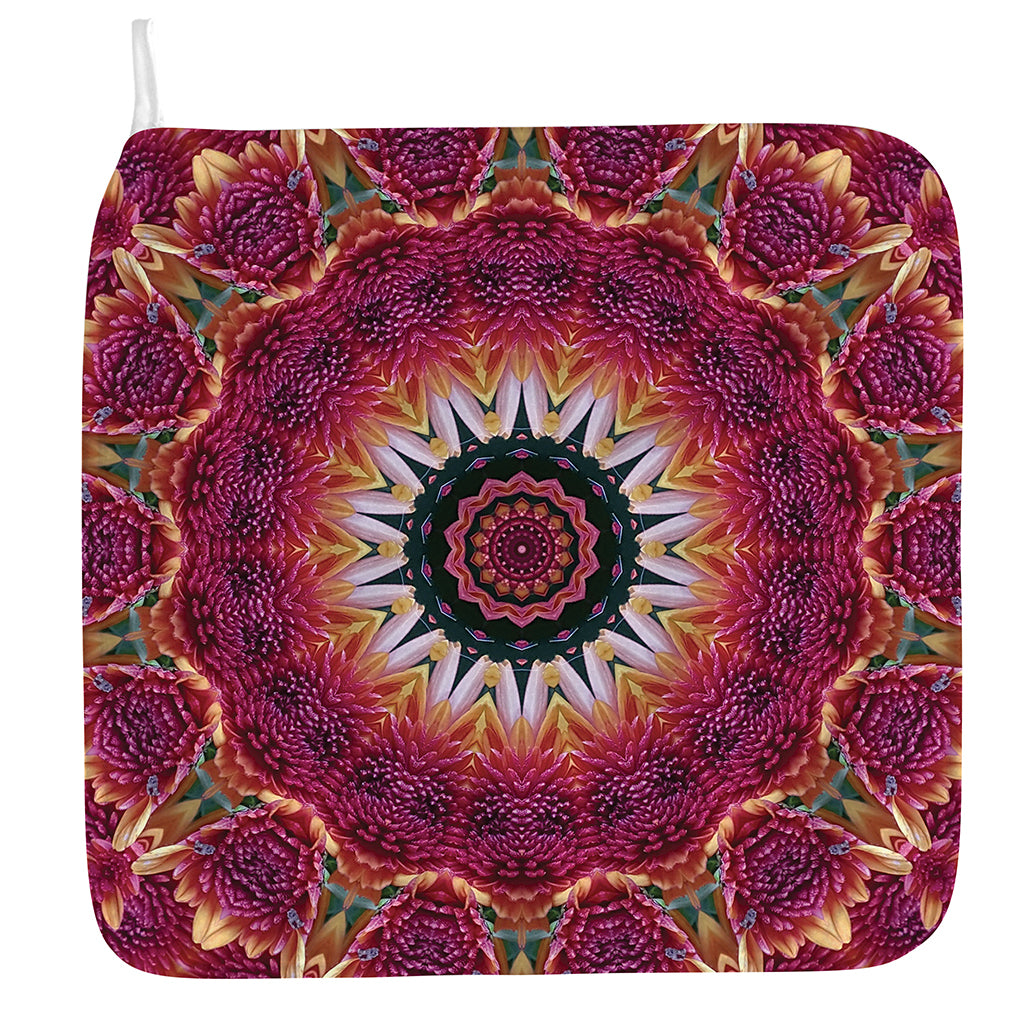 Pink Flower Kaleidoscope Print Hand Towel
