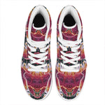 Pink Flower Kaleidoscope Print High Top Leather Sneakers