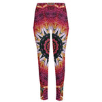 Pink Flower Kaleidoscope Print High-Waisted Pocket Leggings