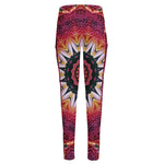 Pink Flower Kaleidoscope Print High-Waisted Pocket Leggings