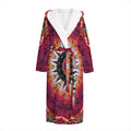 Pink Flower Kaleidoscope Print Hooded Bathrobe