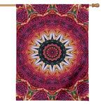 Pink Flower Kaleidoscope Print House Flag