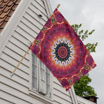 Pink Flower Kaleidoscope Print House Flag