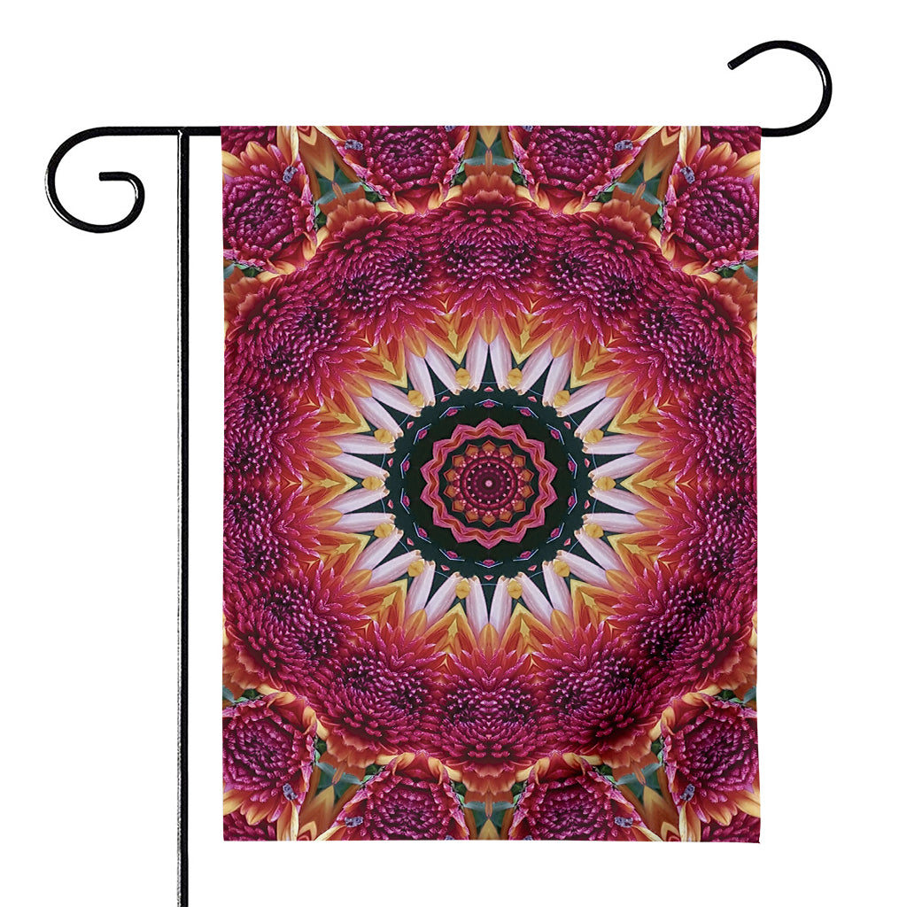 Pink Flower Kaleidoscope Print House Flag