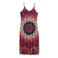 Pink Flower Kaleidoscope Print Jersey Midi Cami Dress