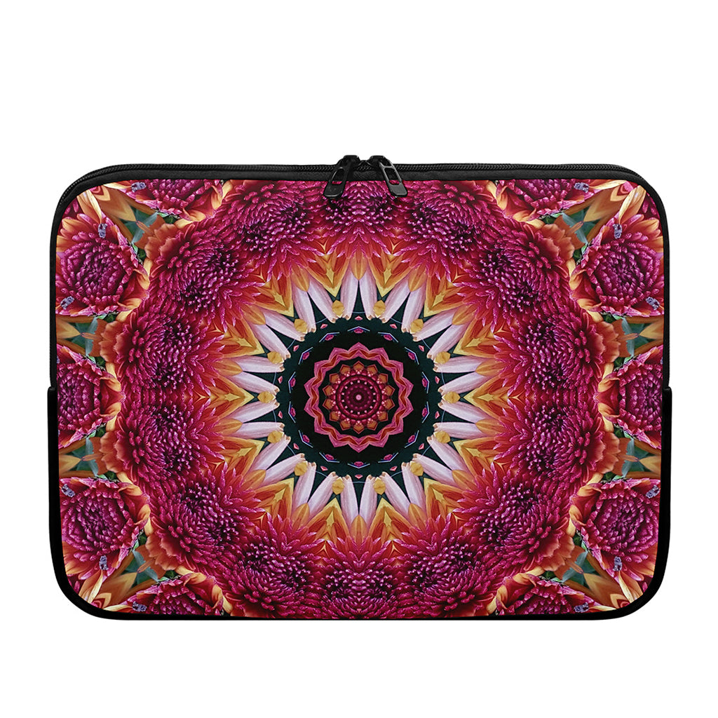Pink Flower Kaleidoscope Print Laptop Sleeve