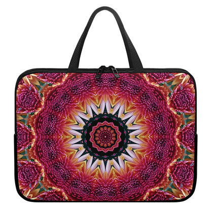 Pink Flower Kaleidoscope Print Laptop Sleeve With Handle