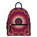 Pink Flower Kaleidoscope Print Leather Backpack