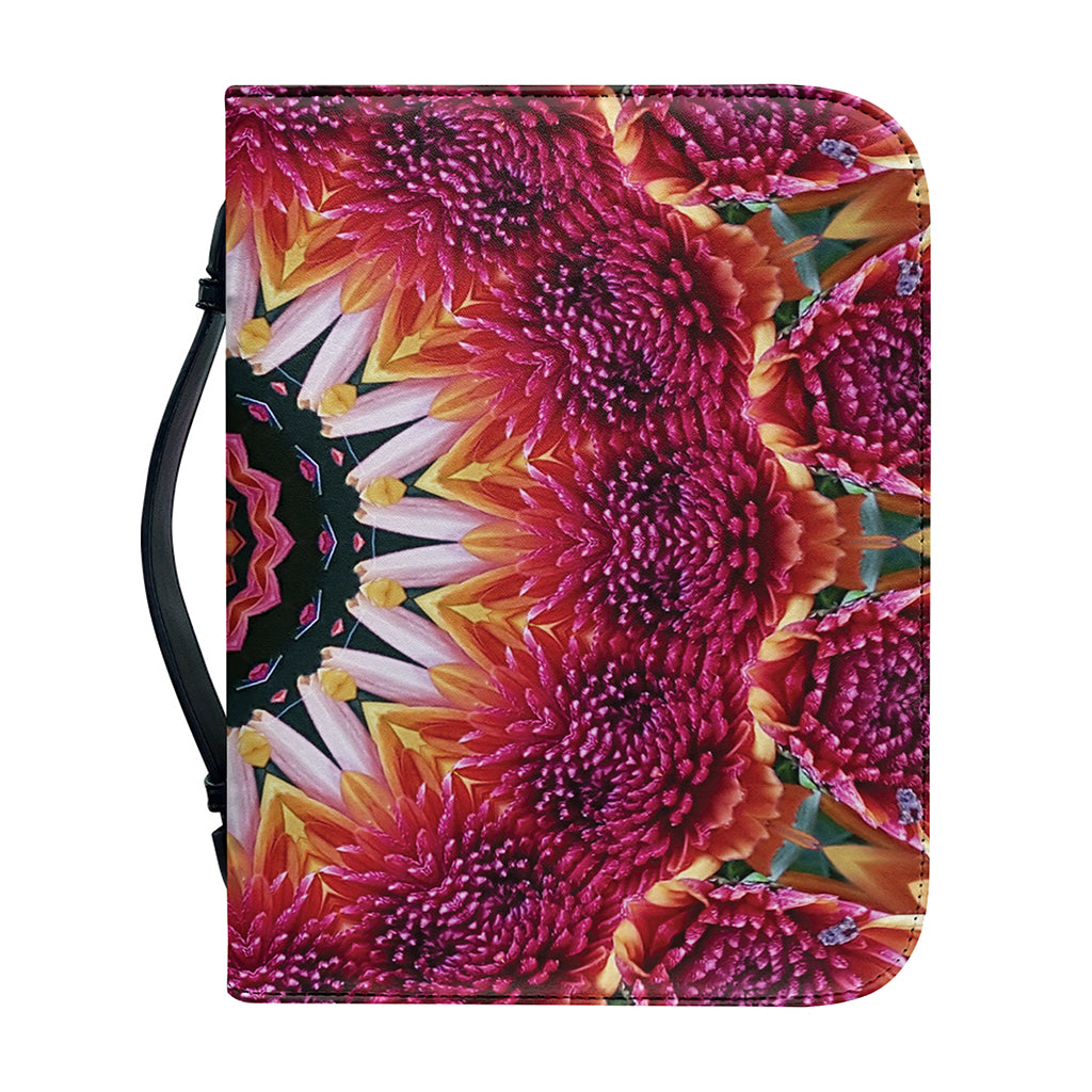 Pink Flower Kaleidoscope Print Leather Bible Cover