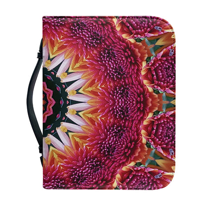 Pink Flower Kaleidoscope Print Leather Bible Cover