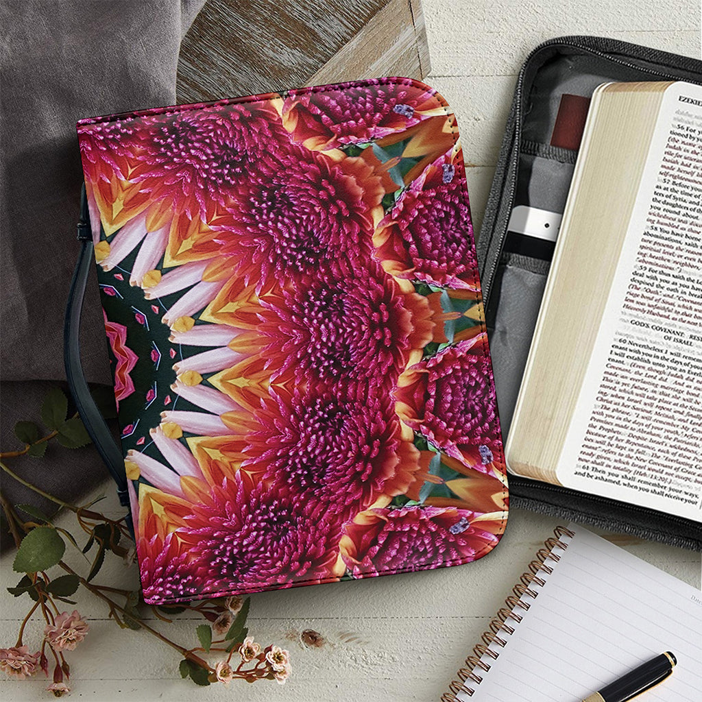 Pink Flower Kaleidoscope Print Leather Bible Cover