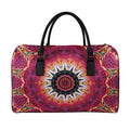 Pink Flower Kaleidoscope Print Leather Duffel Bag