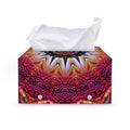 Pink Flower Kaleidoscope Print Leather Tissue Box Cover