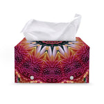 Pink Flower Kaleidoscope Print Leather Tissue Box Cover