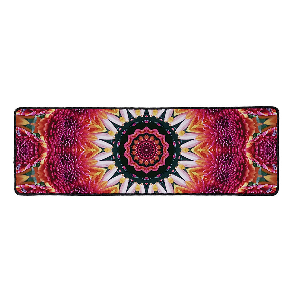 Pink Flower Kaleidoscope Print Long Kitchen Mat