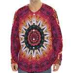 Pink Flower Kaleidoscope Print Long Sleeve Baseball Jersey