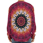 Pink Flower Kaleidoscope Print Long Sleeve Baseball Jersey