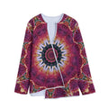 Pink Flower Kaleidoscope Print Long Sleeve Short Coat
