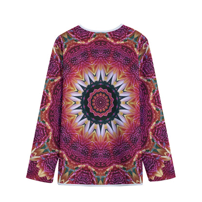 Pink Flower Kaleidoscope Print Long Sleeve Short Coat