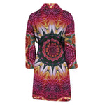 Pink Flower Kaleidoscope Print Men's Bathrobe