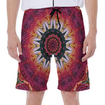 Pink Flower Kaleidoscope Print Men's Beach Shorts