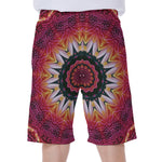 Pink Flower Kaleidoscope Print Men's Beach Shorts
